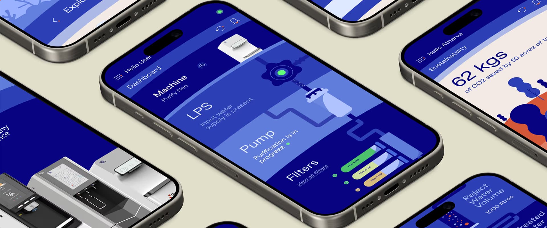 WaterAI mobile app screens