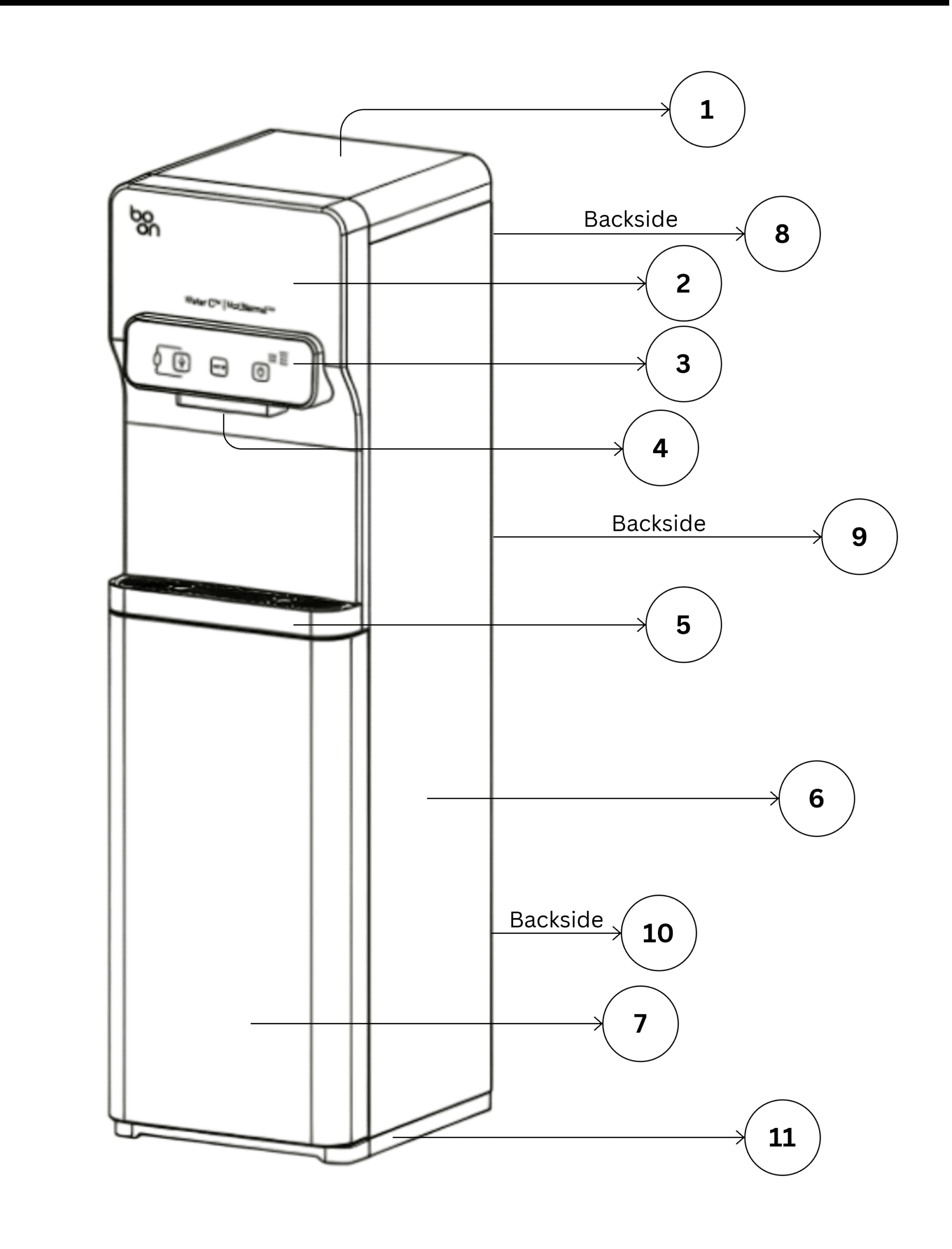 Purify Tall dimensions: 330 mm width, 380 mm depth, 1150 mm height