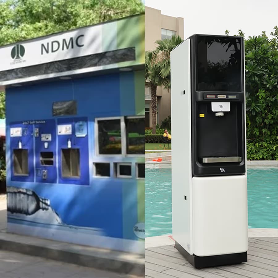 A Boon community water ATM dispensing purified water