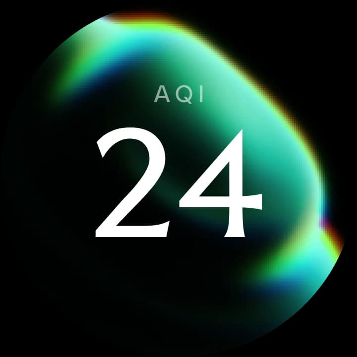 Airvana™ display, design face: AQI 24 over a green colour field