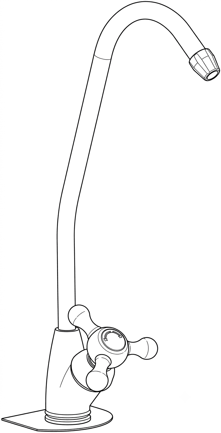 Illustration of a gooseneck under-sink purifier tap, standing in for the AO Smith Z2 Pro
