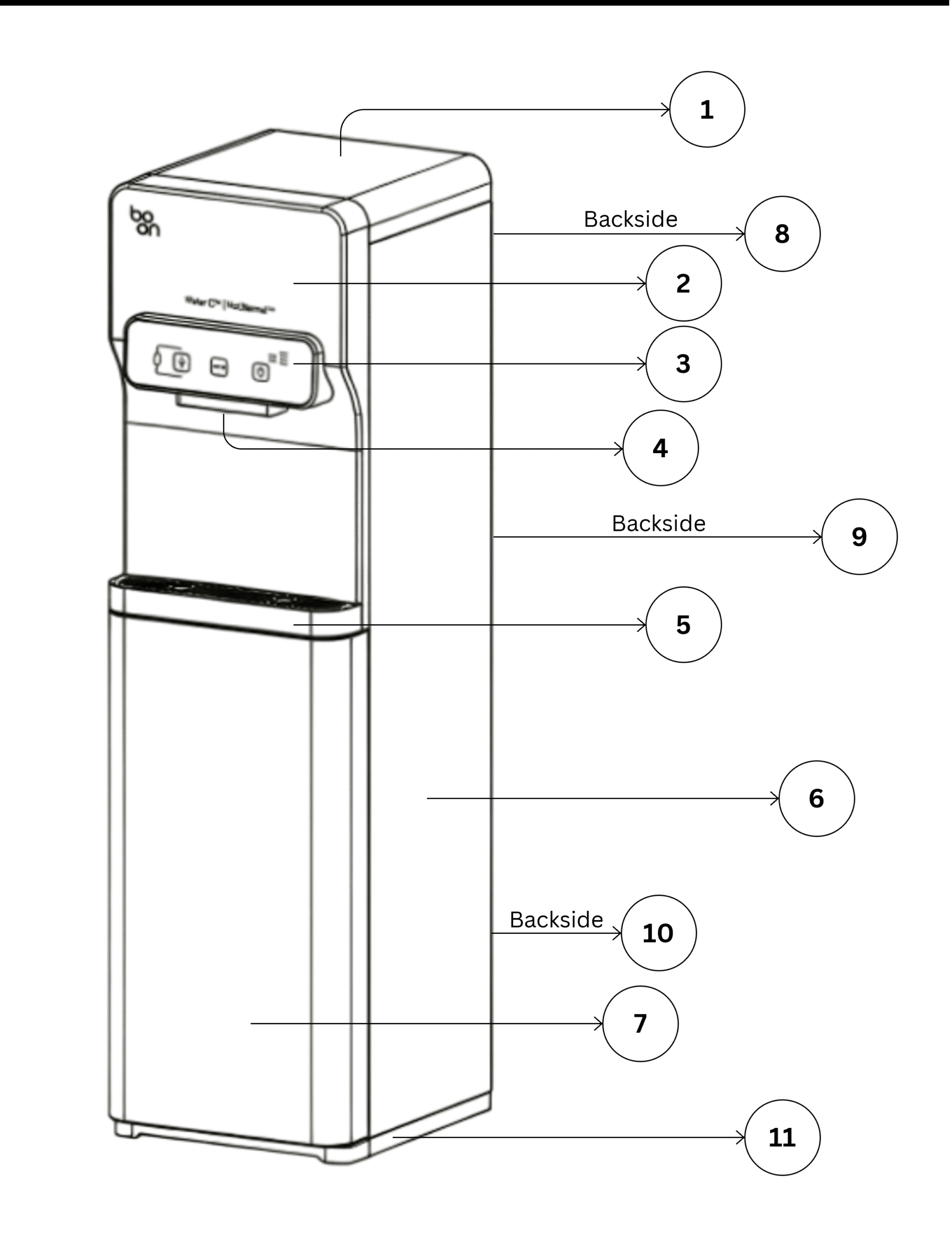 Purify Tall dimensions: 330 mm width, 380 mm depth, 1150 mm height
